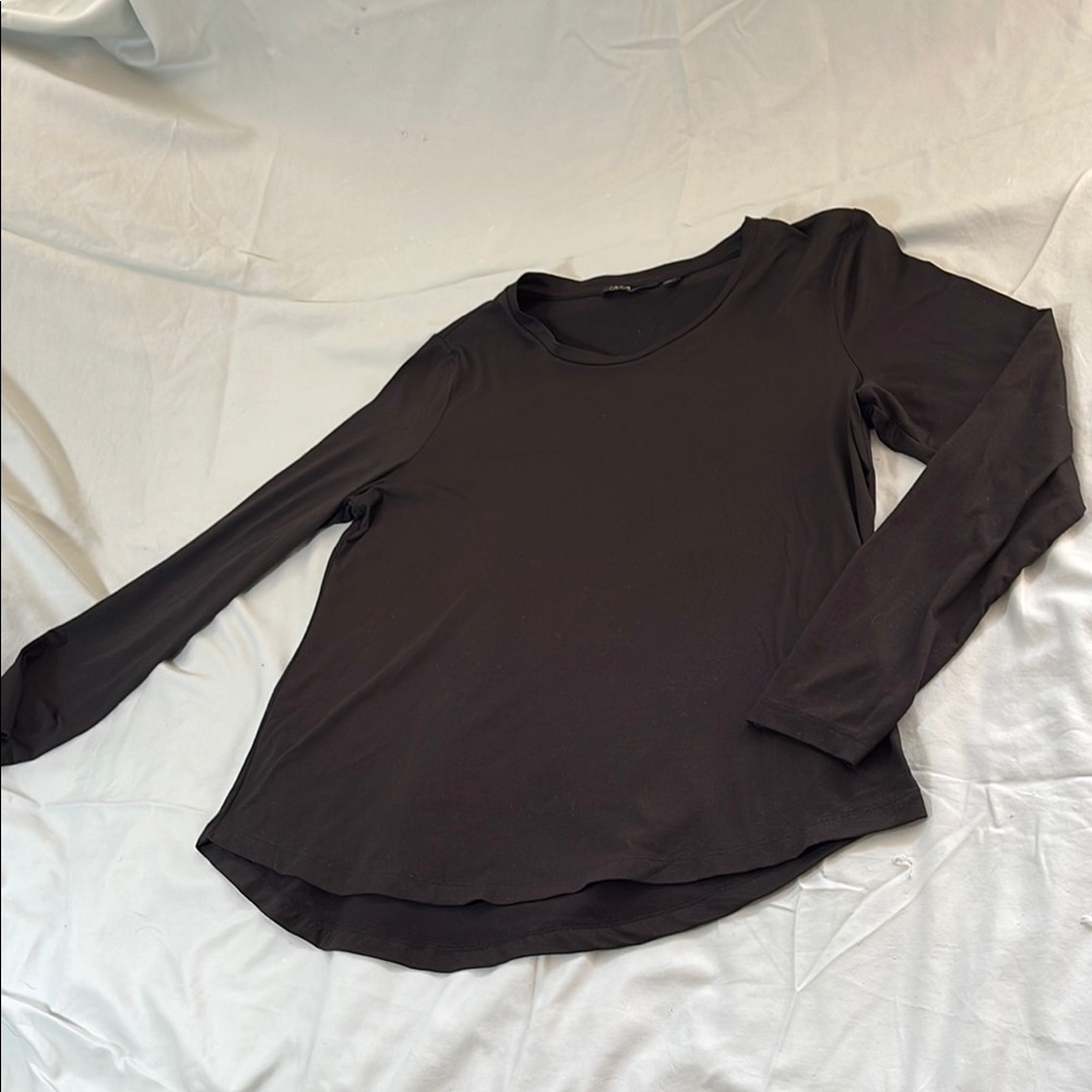 IMAN Black Relaxed T-shirt with Long Sleeves Size Large